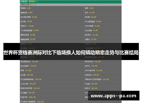 世界杯资格赛洲际对比下临场换人如何撬动赔率走势与比赛结局